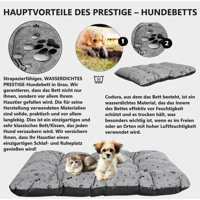 Крісло-ліжко для собак King Dog XL (120x80 см, сірий) - Водонепроникне, миється, з оксфордської тканини