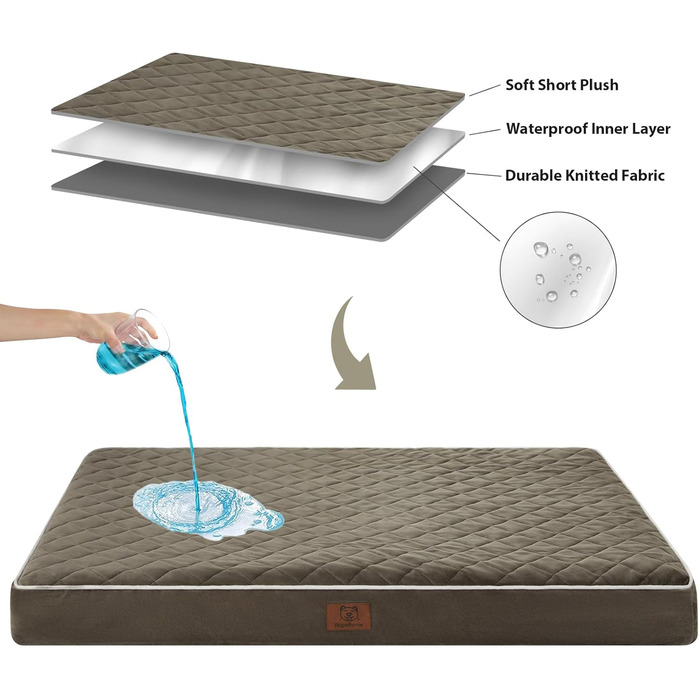 Ортопедичне собаче ліжко WNPETHOME, середнього розміру, водонепроникне, знімний та пральний чохол, антиковзаюча підкладка, багатонитковий стежок, для клітки (темно-зелене, 88,9 x 55,9 x 7,6 см)