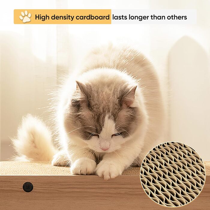 Картонний будиночок для котів Furjoy з когтеточкою, лежаком і котячою м'ятою, для домашніх котів, 53×30×28 см, плед, легко монтується, стильний декор