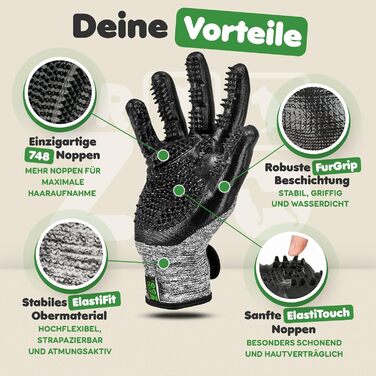 Рукавичка для грумінгу тварин DR Zoo (1 пара, розмір S) – для собак, котів та коней. Ефективне видалення шерсті, м'який дизайн з нопочками, підходить для короткої та довгої шерсті, мокрого та сухого хутра. Підходить для вузьких жіночих рук.