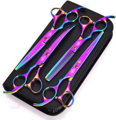 Набір для грумінгу домашніх тварин: професійні ножиці для собак та котів, ножиці для фінальної обробки, вигнуті ножиці, гребінець для грумінгу, набір для догляду за шерстю