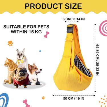 Переноска для собак Sertay, регульована, реверсивна, для маленьких собак, зручна переноска для прогулянок та покупок (жовта)