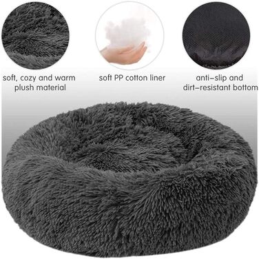 Кругле ліжко для собак та котів FANSU, м'яке, плюшеве, антиковзаюча база, різних кольорів та розмірів (80 см)