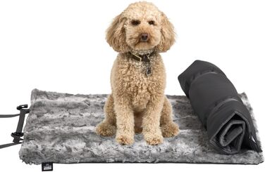 Водонепроникна собача підстилка HS-Hundebett Outdoor M 65x95 см, прана, 3 см наповнювач, для дому та подорожей, сіра, вироблено в Німеччині