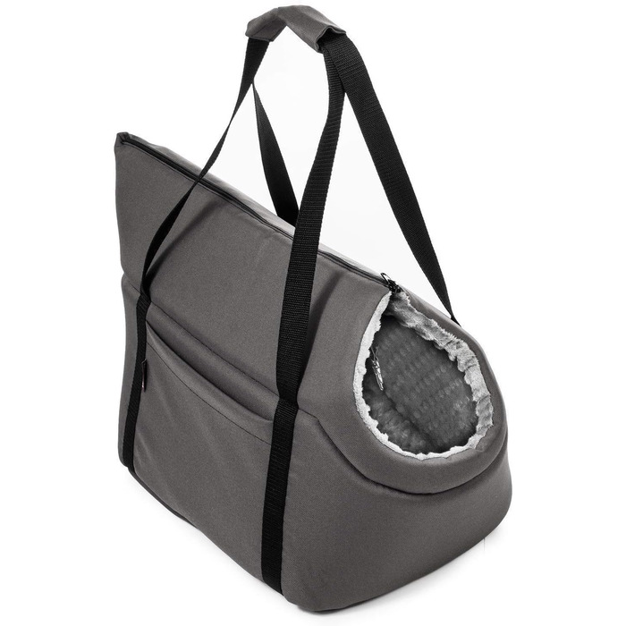 Трансформер для собак та котів (сірий), 34 x 22 x 26 см - переноска для цуценят та маленьких собак до 5 кг (плюшевий матеріал з буграми)