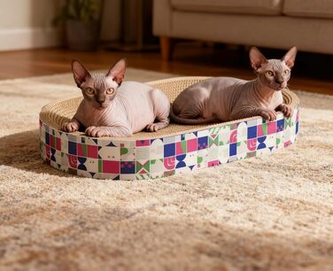 Кігтеточки для котів 2 шт. - овальні, 61 см, з лежаком, з картону, XXL (60x40x9 см)