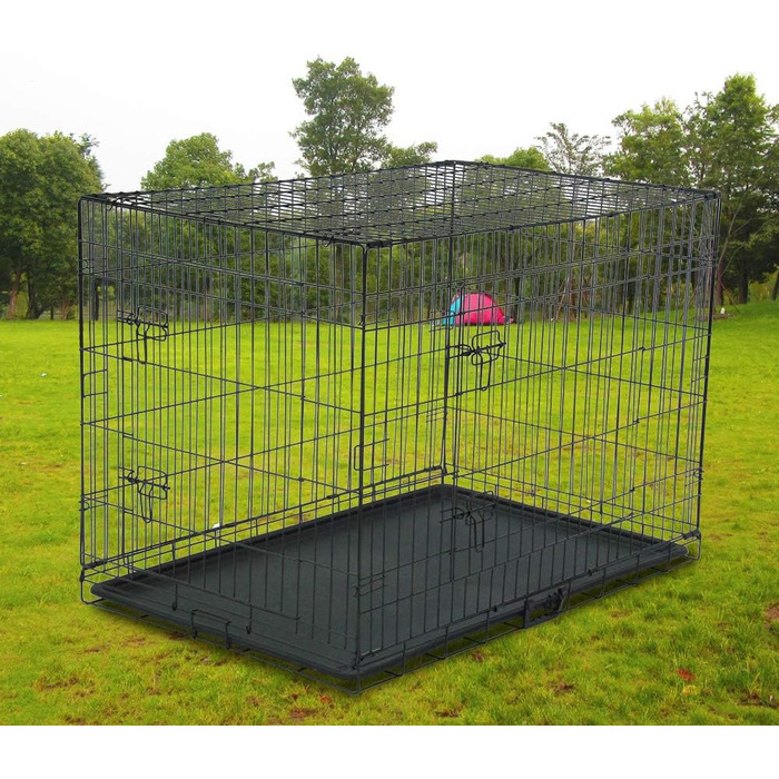 Клітка для собак 42' - складана переноска для собак, металева переноска з 2 дверцятами, переноска для автомобіля, переноска для тварин, переноска для собак з піддоном