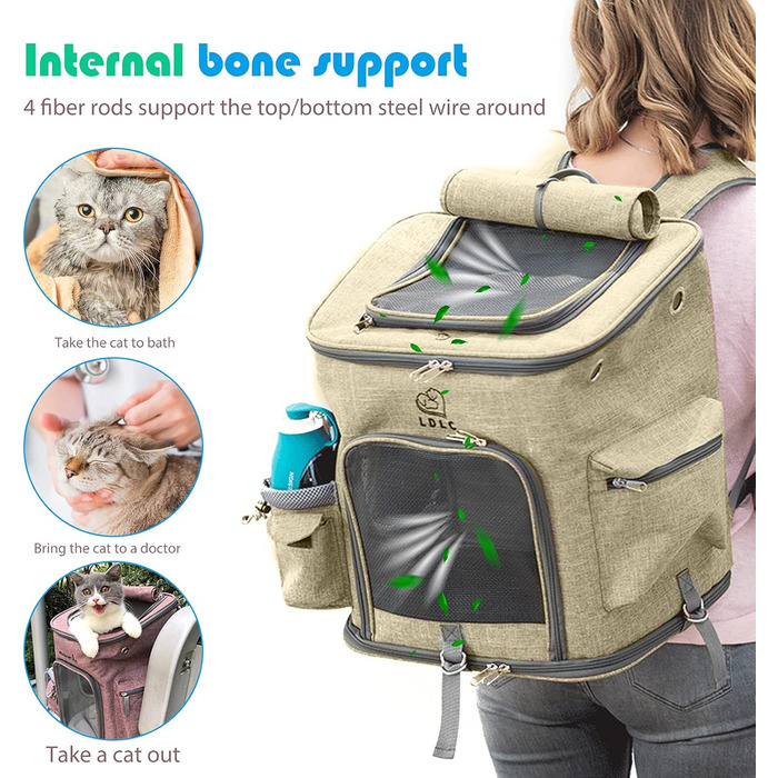 PETCUTE Рюкзак для собак і котів, складаний, з знімною підкладкою, дихаючий, з регульованими ременями, сумка для подорожей на відкритому повітрі (жовтий)