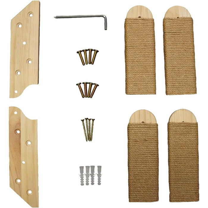 Кішка-драбина CiaoMiau: 2 шт. з дерева, з джутовим мотузком | для кріплення до стіни | економія місця, міцна | двостороннє кріплення | кішка-стінка