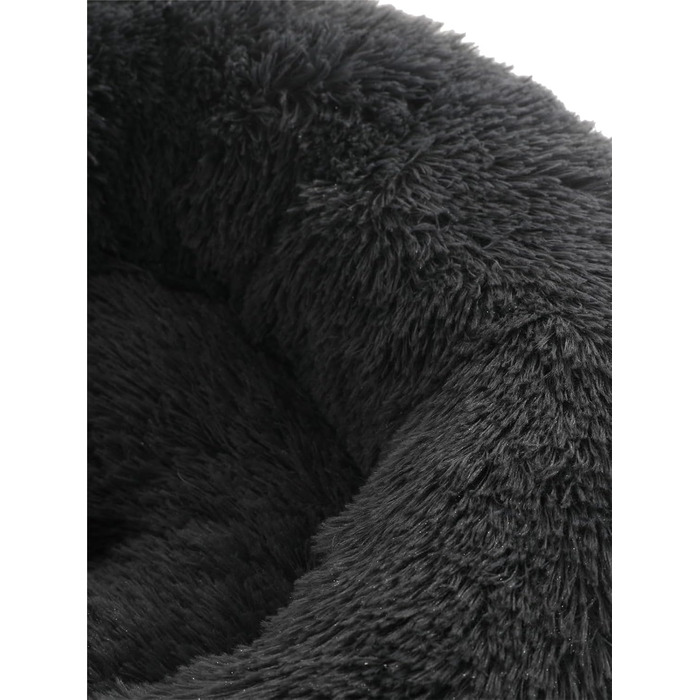 М'яке ліжко для собак та котів у вигляді пончика, плюшеве, кругле, 58 см, темно-сіре