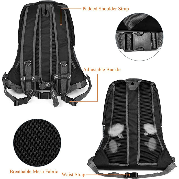 Рюкзак-переноска для собак та котів EATAN - дихаючий, водонепроникний, регульований (M, чорний), VFFG4656