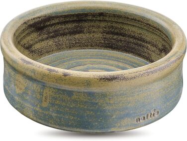 Керамічна миска для собак та котів KRAFTSPIRALE (зелено-блакитна) - ручної роботи, об'єм 0.6 л, висота 6 см