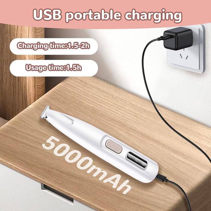Професійна машинка для стрижки котів та собак, триммер для кігтів з LED-підсвічуванням, USB, водонепроникна