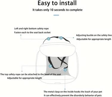 Автокрісло для собак, лежанка для собак у машину, автолежанка для тварин, автокошик для собак, автокрісло для маленьких, середніх та великих собак, сірий колір, розмір M
