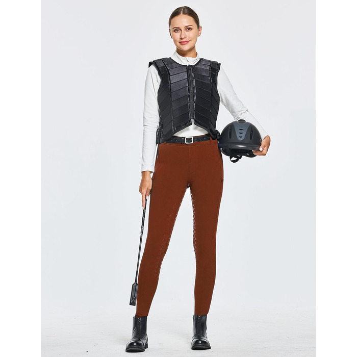 Легінси для верхової їзди FitsT4 Winterreitleggings з флісу, силіконовим повним обхватом, з блискавками та петлями для ременя (XS, Іржаний)