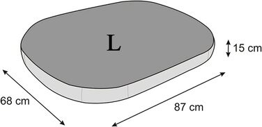 Матрац для собак овальної форми, 87x68x15 см, сірий - водонепроникний, кучелистий, для собак маленьких, середніх та великих порід, підходить для вулиці, можна прати