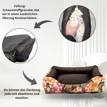 М'яке ліжко для собак з піднятими бортиками, розмір XXXL, з квітковим дизайном, 'Superheld'