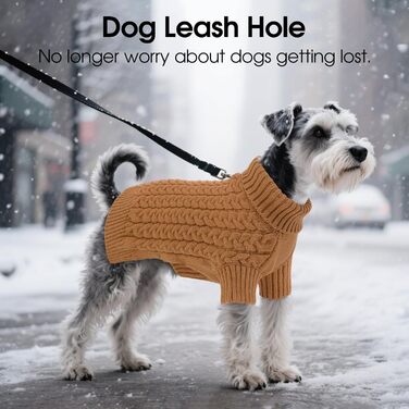 Теплий зимовий пуловер для собак AENKU з отвором для повідок, з коміром-горловиною, для чихуахуа, бульдога, зелений (L, коричневий)