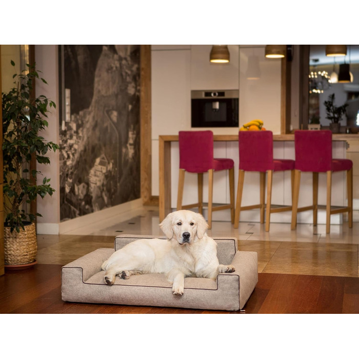 Ліжко для собак, кошик для тварин, ліжко для котів, знімний чохол, великі собаки, ліжко-софа, чорний колір, XXL (116x78 см)