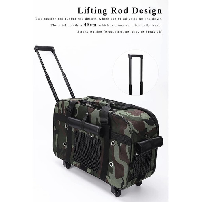 Транспортна сумка для тварин на колесах RRXEOUU - для собак та котів, дихаюча, портативна