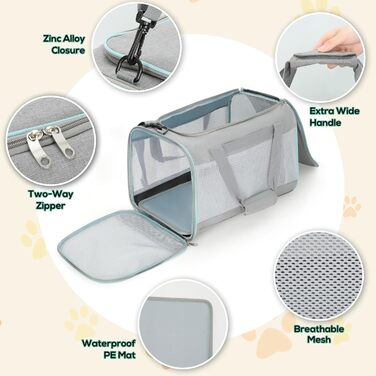 Транспортна сумка Cozary для кота/собаки: переноска для тварин, легка переноска-кошик з знімним підкладкою (44x30x30 см, сіра)