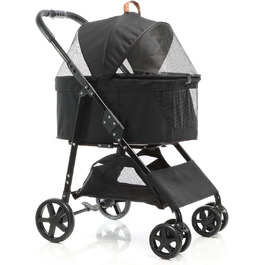 Візок для собак Fudajo 2в1, чорний, складна конструкція, з сумкою для тварин, до 20 кг, для собак та котів