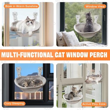 Кішка лежак на вікно Homegroove, 45 x 30 см, сірий, металевий каркас