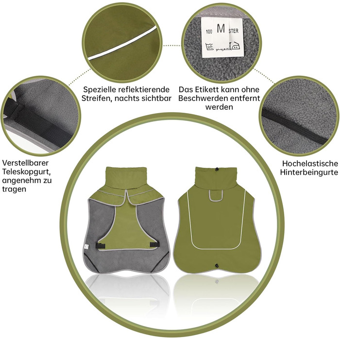 Водонепроникний собачий теплий одяг WUFANC - куртка для собак з регульованою застібкою для всіх сезонів, XL