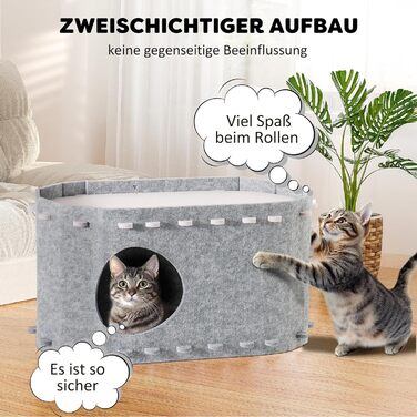 Кігтеточка-будиночок для котів Solview з фетру, сіра, 58x33x30 см