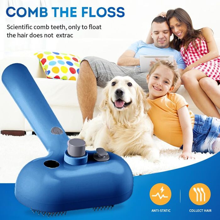 Щітка для котів Sylswx з парою, 3 в 1, для довгої та короткої шерсті, також для собак, проти статичної електрики та ковтунів, біла (блакитна)