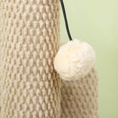 Котячий будиночок PawHut з когтеточкою, 54 см, кремово-білий, з іграшкою, 33 x 33 x 54 см