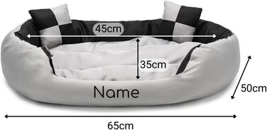 Ліжко для собак Lionto 4-в-1 з поворотним подушкою, 85x70 см, з міцного Оксфорду, водовідштовхувальне, з глибоким входом, для котів та собак всіх розмірів, з декоративною подушкою (сірий/чорний)