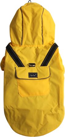 Жовтий дощовик для цуценят та маленьких собак JoyDaog з капюшоном та кишенями, водонепроникний, XS