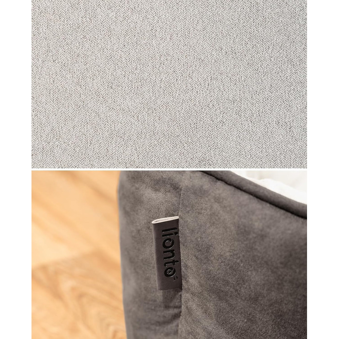 Ліжко для собак Lionto 2-в-1 з комфортним входом, м'яке домашнє ліжко для тварин, яке можна перевертати, для собак та котів, 110x80 см, подушка для собак з легкою у догляді оксамитовою обробкою (Д 80 x Ш 60 x В 26 см (з нанесенням імені), Темно-сірий/Світ