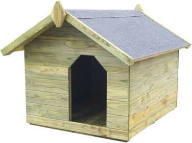 Будка для собаки з імпрегнованої сосни vidaXL 85x103x77 см, дерев'яний будиночок для тварин, дахова конструкція