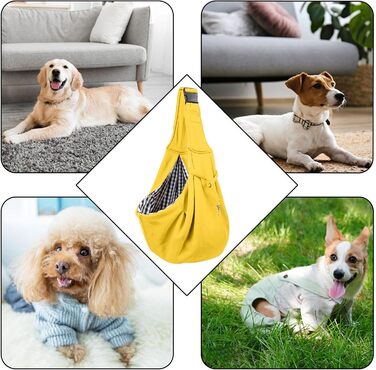 Транспортна сумка для собак - переноска для маленьких собак, безпечна, з можливістю носіння на руці, перекидна, для маленьких тварин, з регульованим ремінцем, жовта