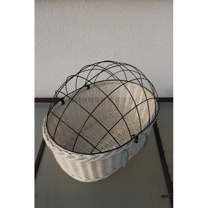 Корзина для велосипеда Marcus Hundefahrradkorb для собак, плетіння з лози, з металевою сіткою та подушкою, велосипедна корзина для тварин, еко-дизайн (XXL без подушки)