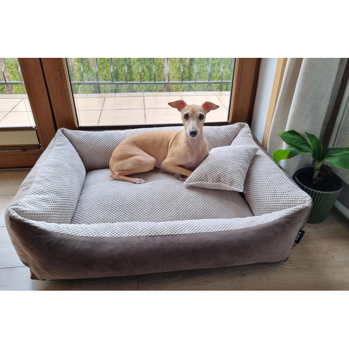 Ліжко для собак Teo 4L Textil - зручне та м'яке (100x80 см, Коричневий/Бежевий)
