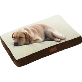 Ліжко для собак Ellie-Bo XXL 117x75x10 см, м'яке, пране, штучний велюр і овчина, наповнювач поліестер, для клітки 122 см, коричнево-біле