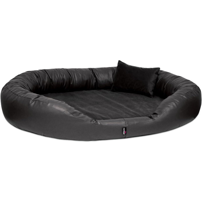Ортопедичне ліжко для собак Tierlando® Sammy VIP з віскоматрацом та високим бортиком з штучної шкіри. Розмір: 100x85 см, колір: чорний. Забезпечує комфортний та щадний для суглобів сон.