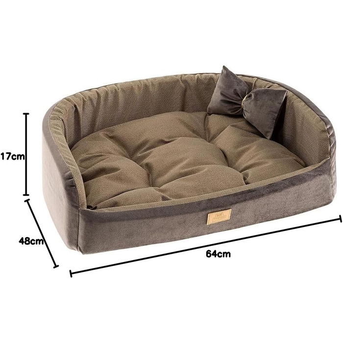 Ліжко для собак Ferplast Harris з подушкою, бежеве, Tweed та Samt, 64 x 48 x 17 см