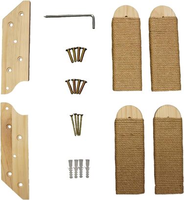 Кішка-драбина CiaoMiau: 2 шт. з дерева, з джутовим мотузком | для кріплення до стіни | економія місця, міцна | двостороннє кріплення | кішка-стінка