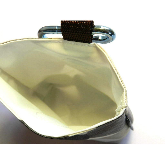 Сумка для ласощів для собак з магнітом та карабіном з ламінованої бавовни - принти в горошок, бежево-сірий