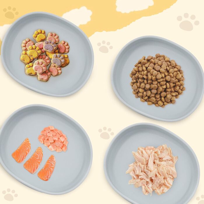 Набори мисок для котів та собак Bebeibon: силіконові, неслизькі, 330 мл, сірі (2 шт.)