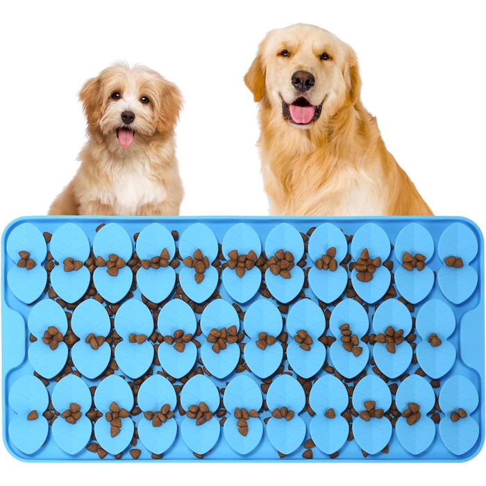 Килимок для собак VOOWO, силіконовий килимок-нюхалка, миска-заспокійник для собак, повільний годівник, килимок для годування собак, для малих, середніх та великих собак (Блакитний, Medium)