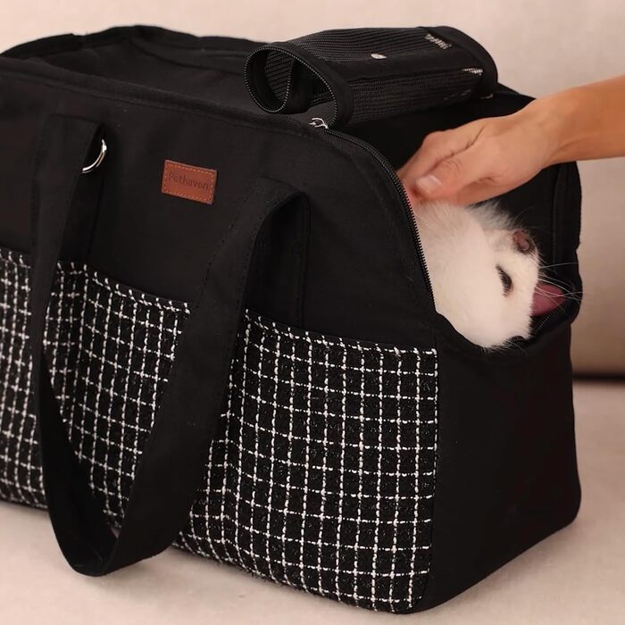 Сумка-переноска для собак та котів, велика, L 41x18x30 см, бежево-чорна
