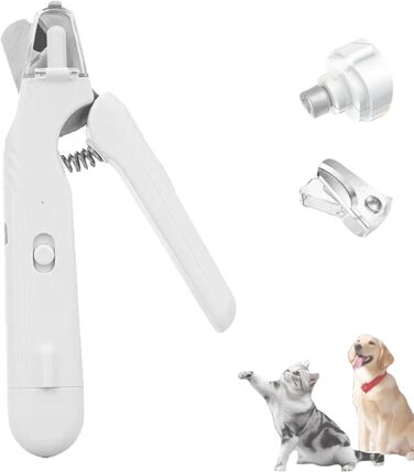 Yagerod Lichtschere Pro: 2-в-1 LED-ножиці для безпечної грумінгу лап без страху. З екраном, LED-підсвічуванням, тихим мотором та контейнером для шерсті (білий)