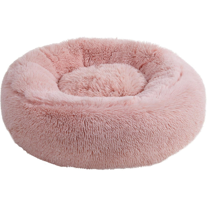 Крісло-лежанка для собак та котів Juicy Couture Devon, кругле, штучне хутро, велике, пудрово-рожевий (L 61 x B 61 x H 20 см)