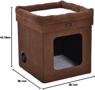Складаний будиночок для котів Amazon Basics, коричневий, 38x38x43 см