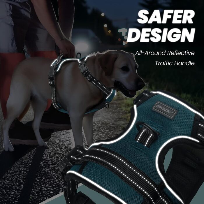 Нашийник для собак VIVAGLORY Easefit, анти-тягнучий, з ручкою, для тренувань та прогулянок, XS, оливковий (25-51 см окружність грудей)